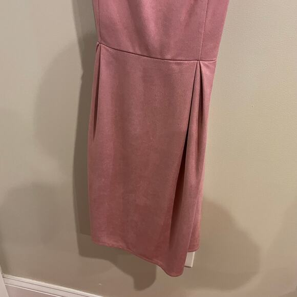 She + Sky Pink Criss Cross Back Velvet Look Sleeveless Dress Size M - Picture 4 of 11